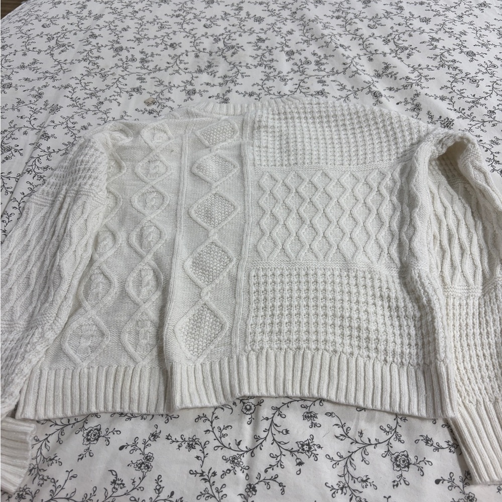 time and tru white crotchet sweater from walmart